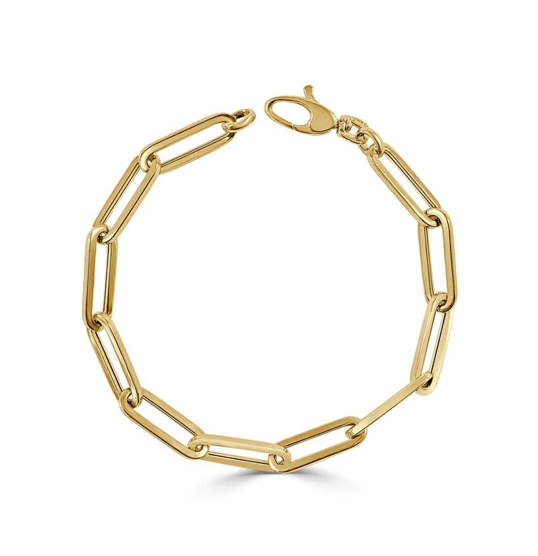 14k Gold Paperclip Link Bracelet