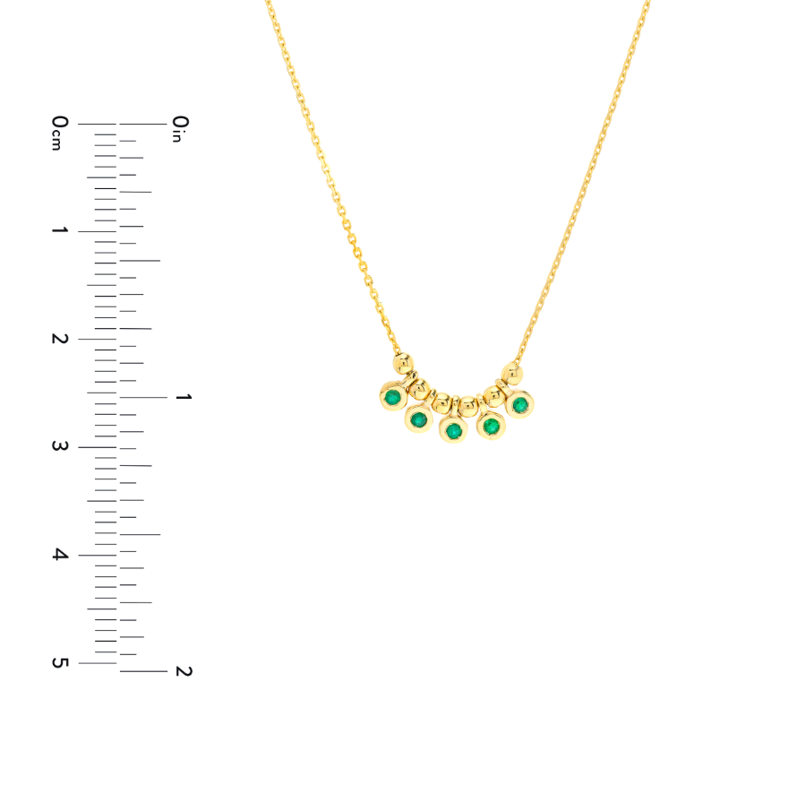 14K Emerald Bezel and Bead Necklace