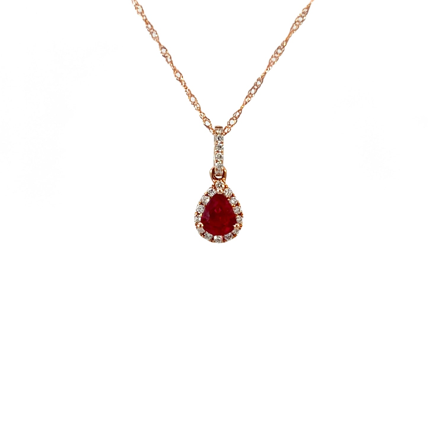 14k Rose Gold Ruby Necklace
