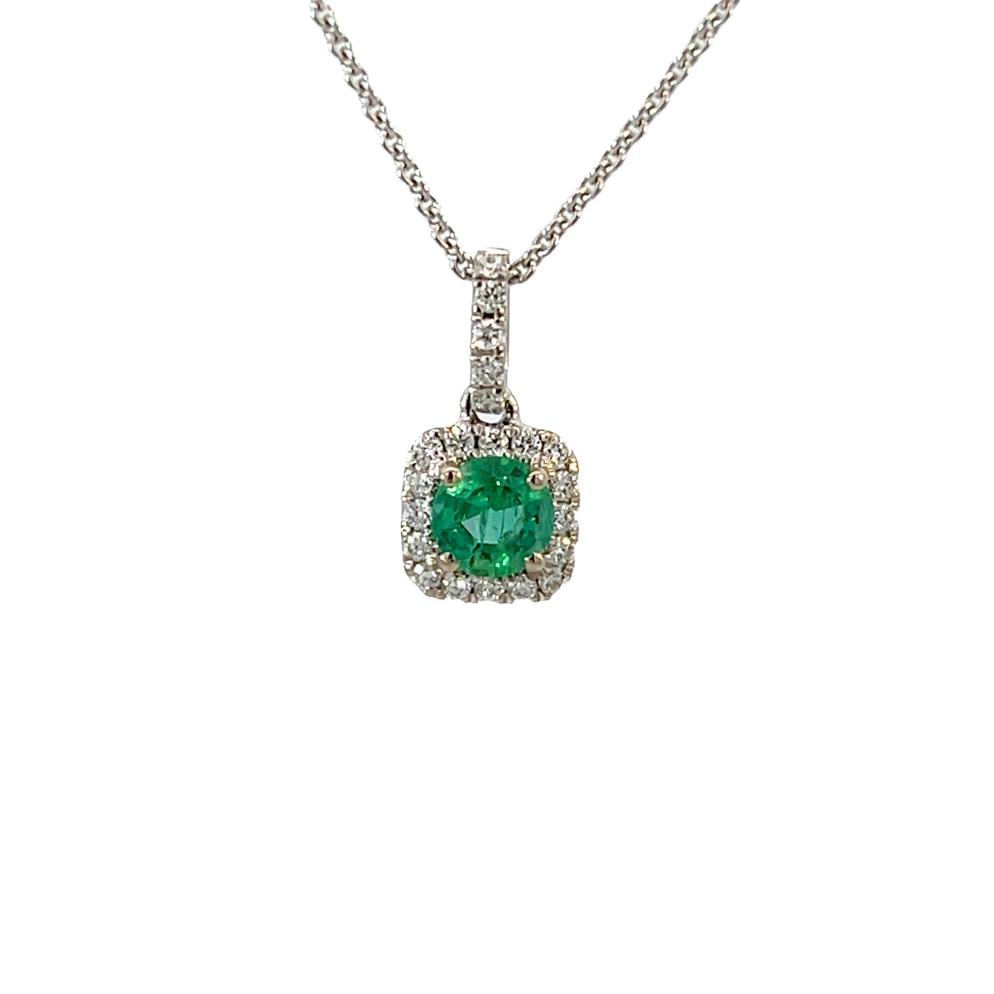 14k White Gold Emerald Necklace
