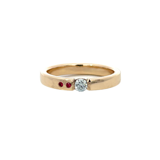 14K Diamond with Ruby Ring
