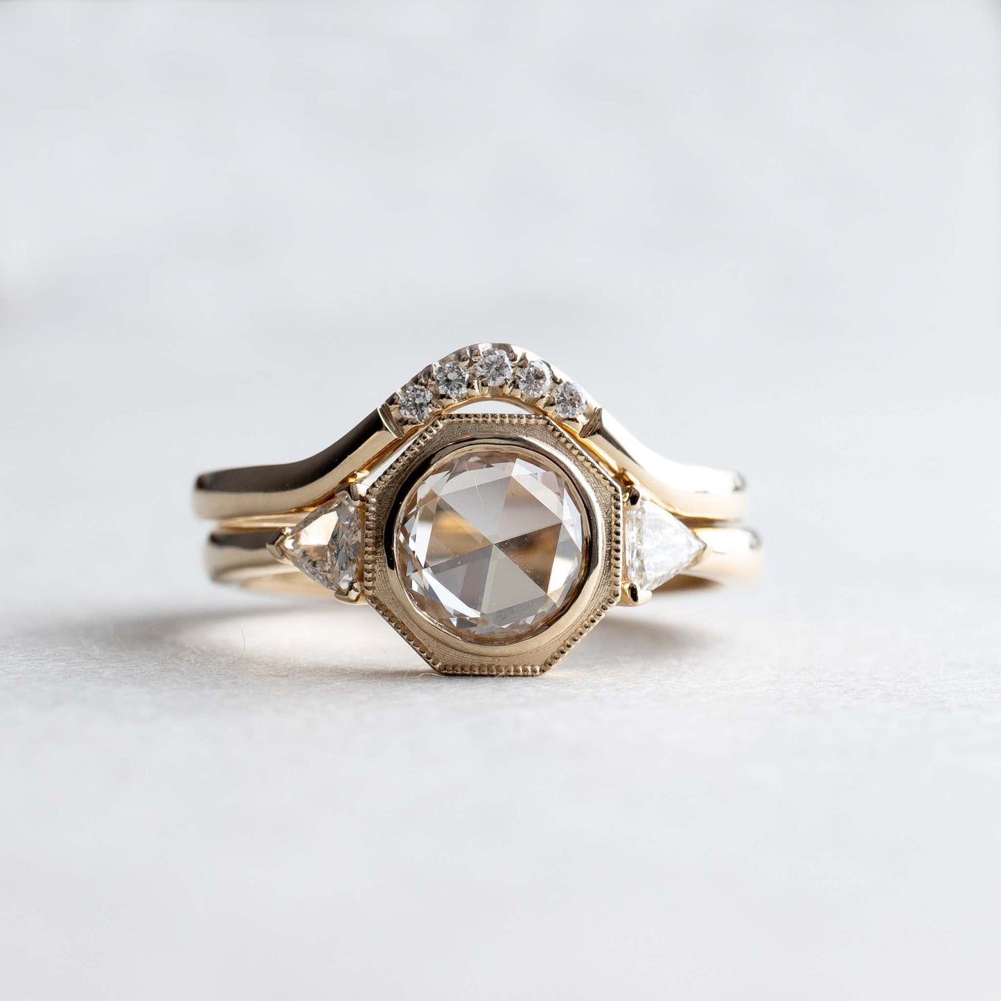 14K Rose Cut Diamond Ring Set