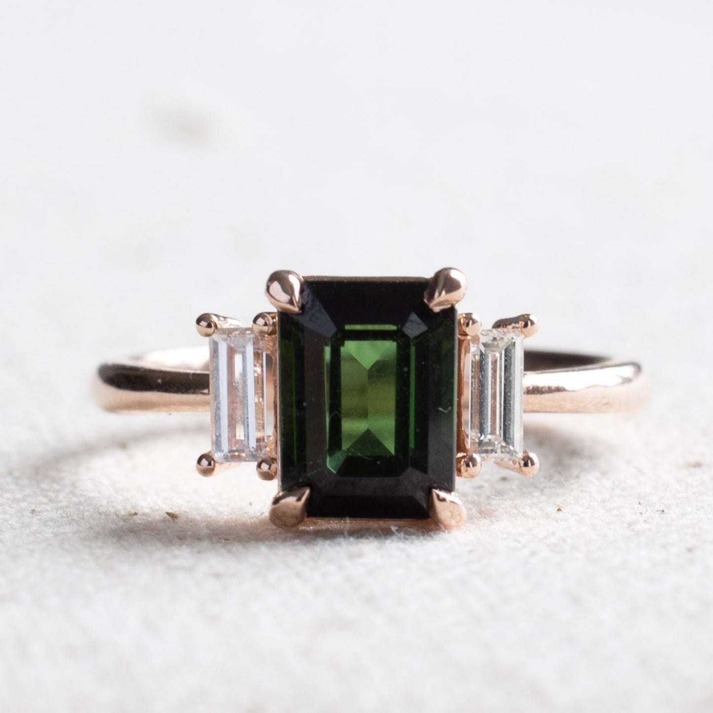 14k Green Tourmaline Diamond Ring