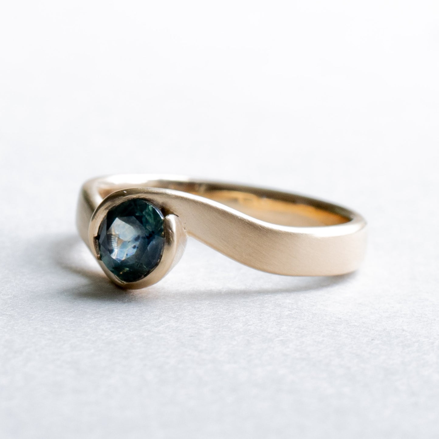 14K Teal Sapphire Ring