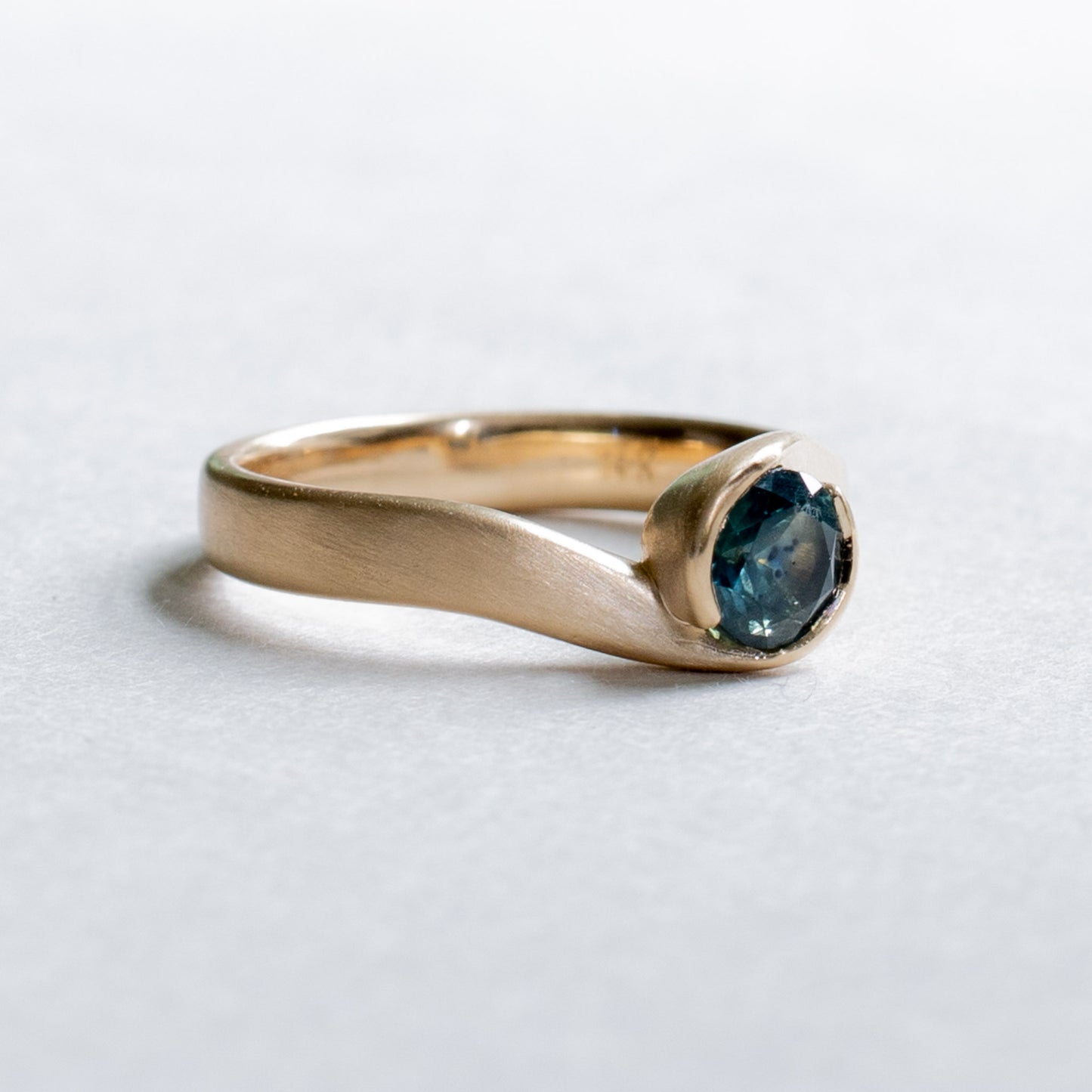14K Teal Sapphire Ring
