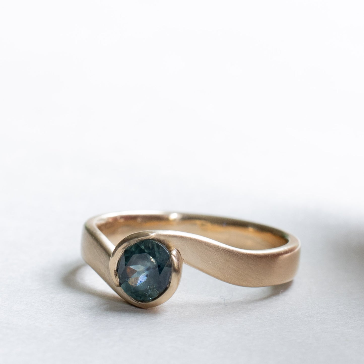 14K Teal Sapphire Ring