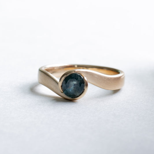 14K Teal Sapphire Ring