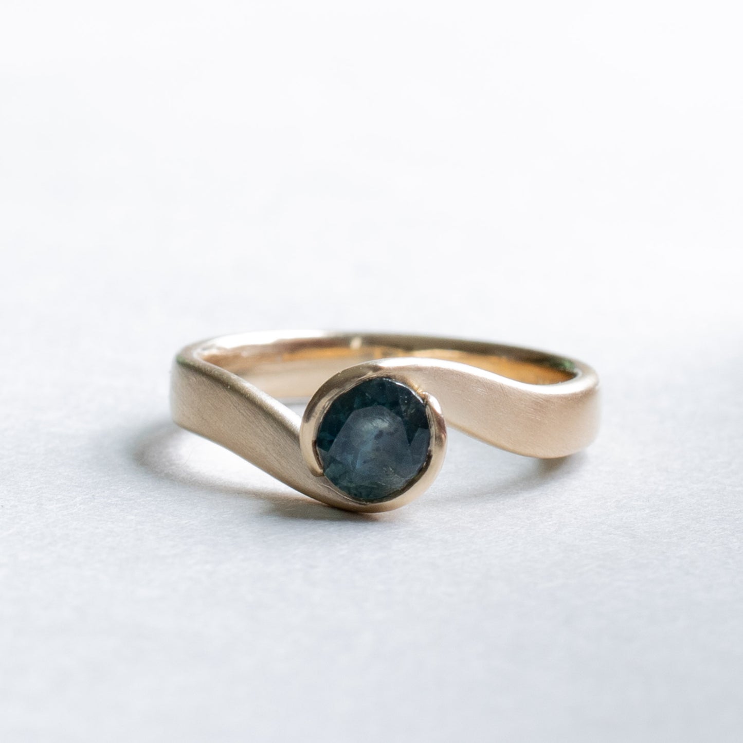 14K Teal Sapphire Ring