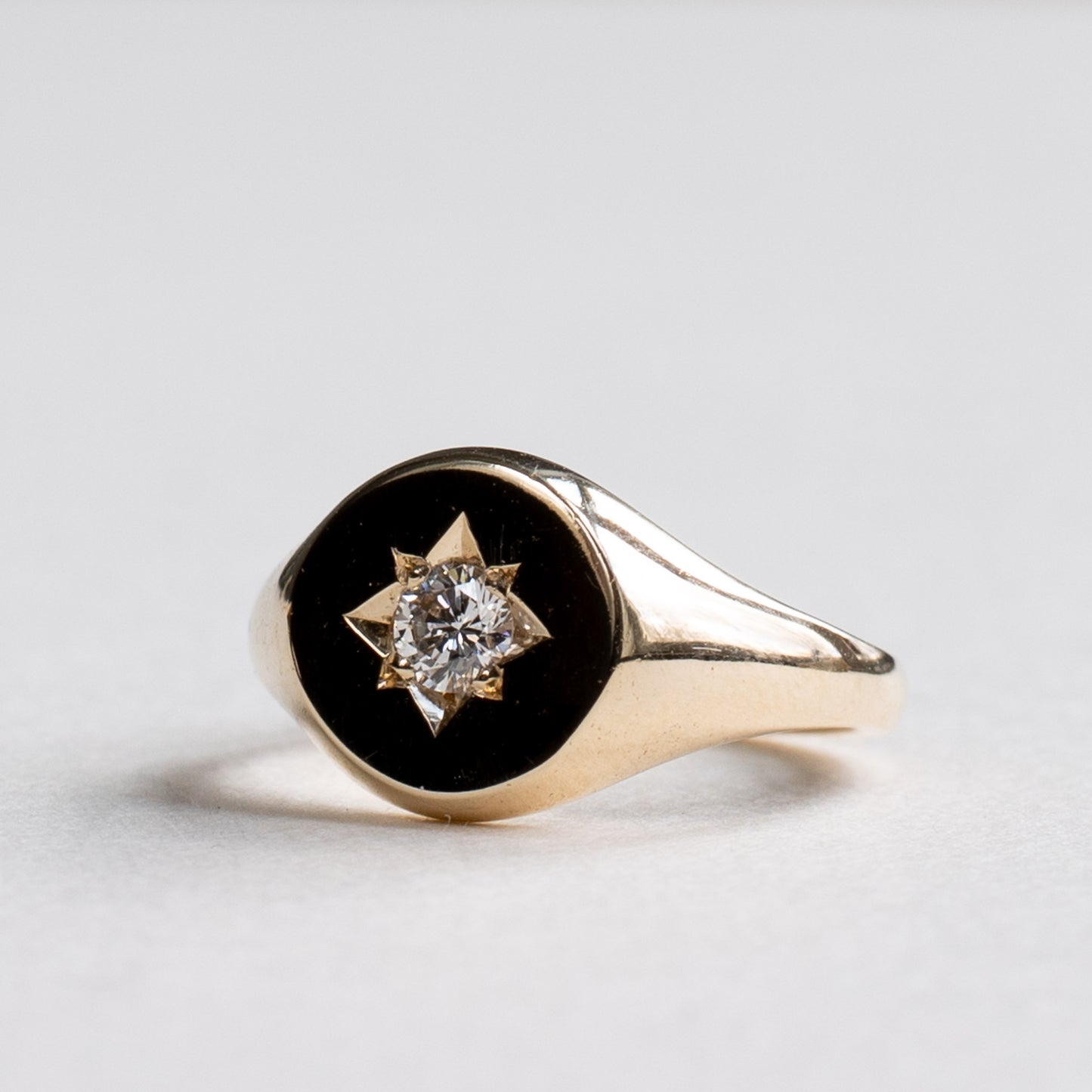 14K Diamond Signet Ring
