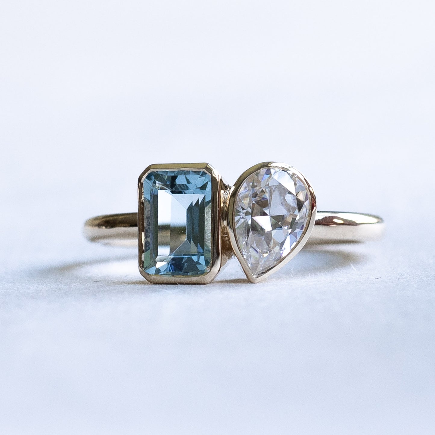 14K Bezel Moi et Toi Ring
