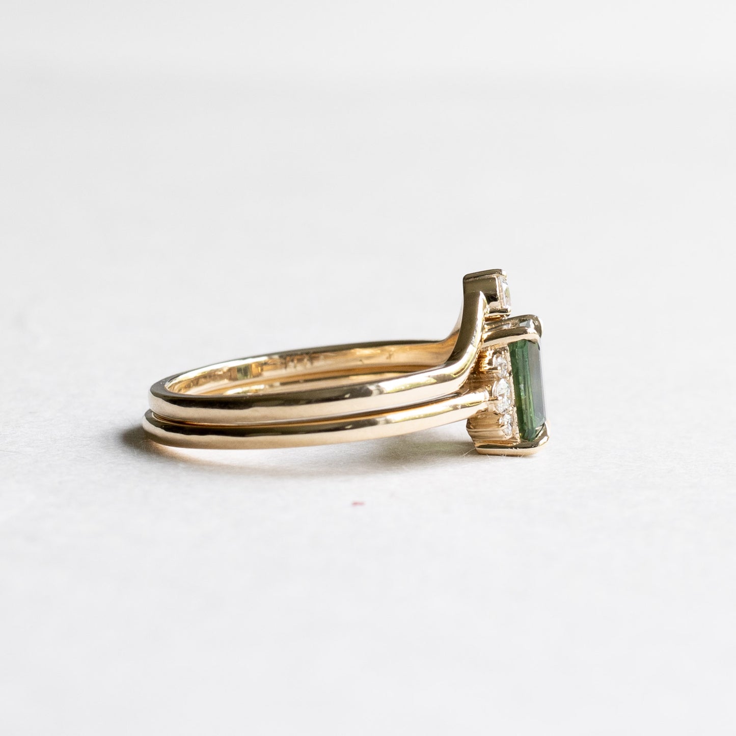 14K Green Sapphire Ring Set