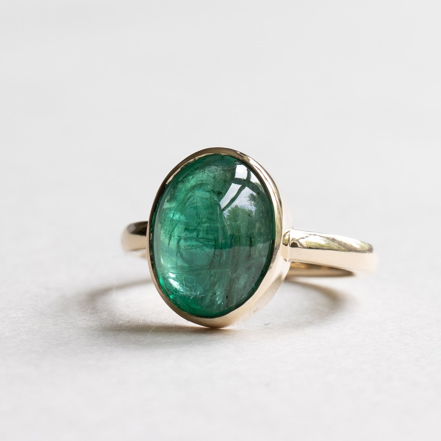 14K Oval 3.69 Carat Emerald Ring