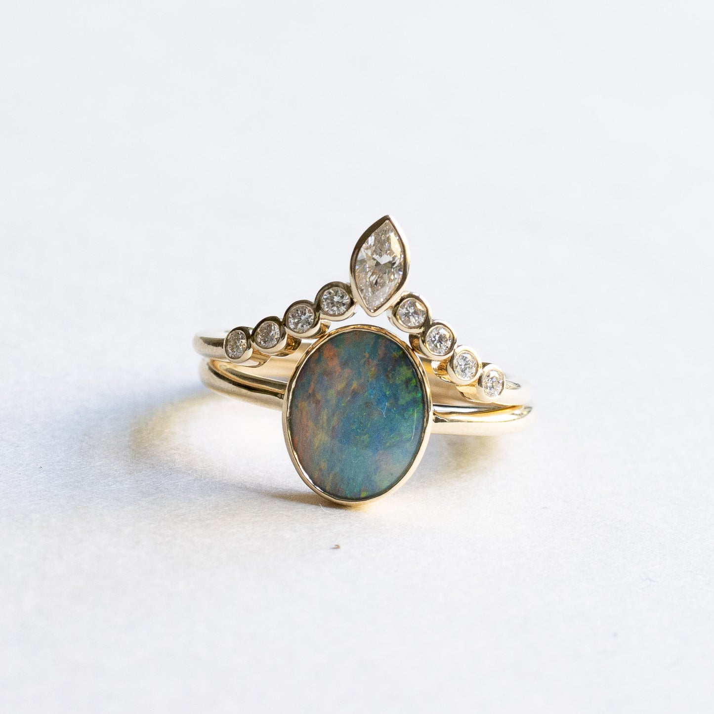 14K Opal Diamond Set