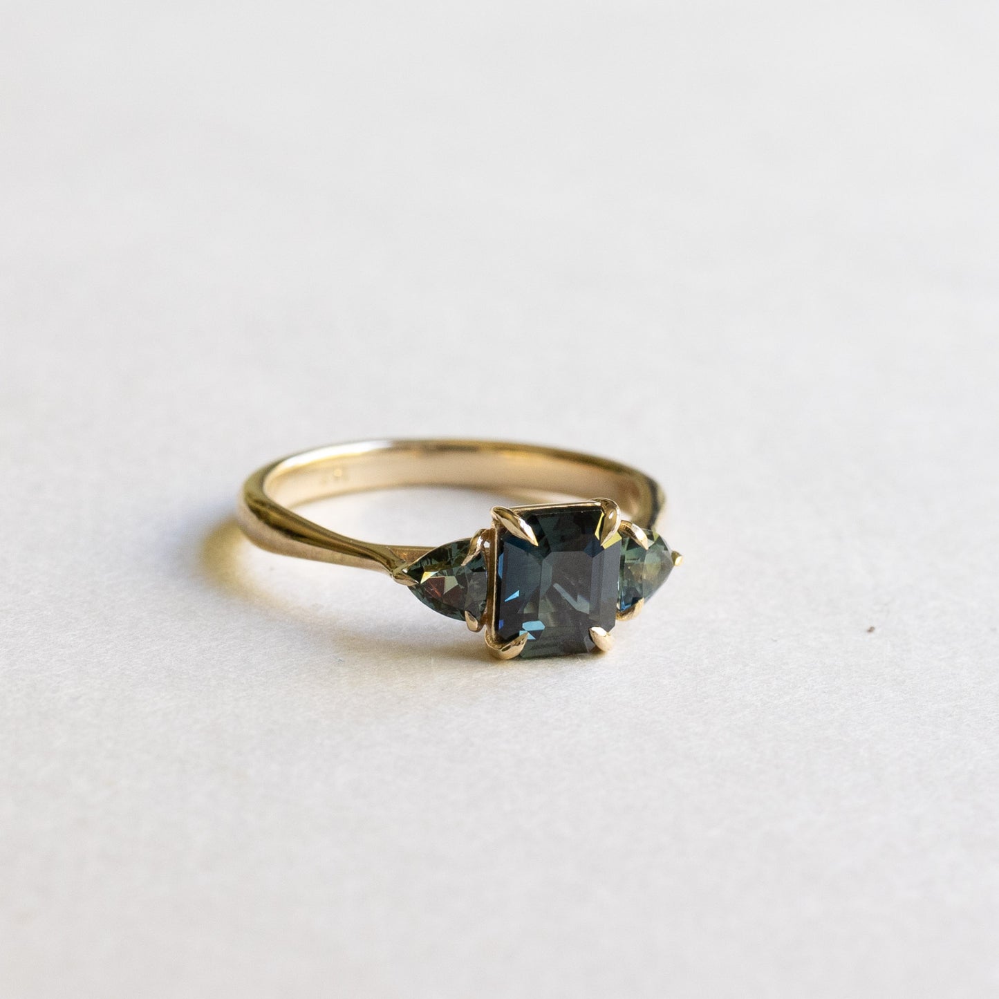 14K 1.3 Carat Sapphire Three Stone Ring