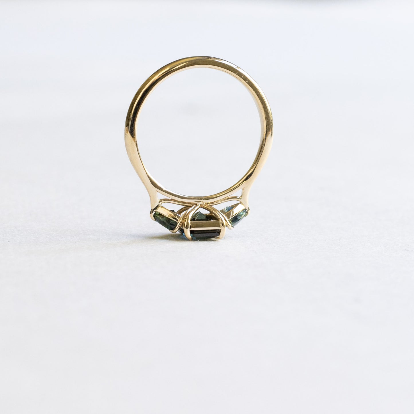 14K 1.3 Carat Sapphire Three Stone Ring