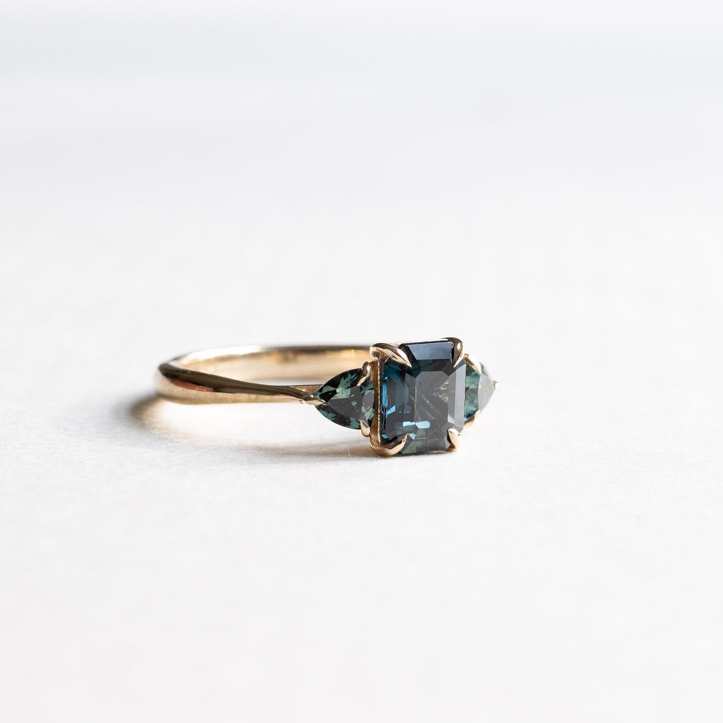 14K 1.3 Carat Sapphire Three Stone Ring
