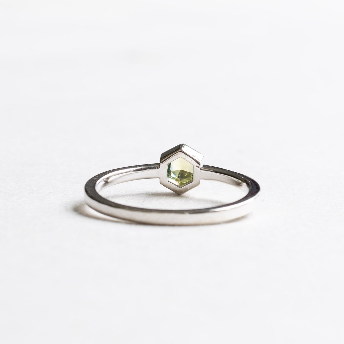 14K Two Tone Sapphire Hexagon Ring