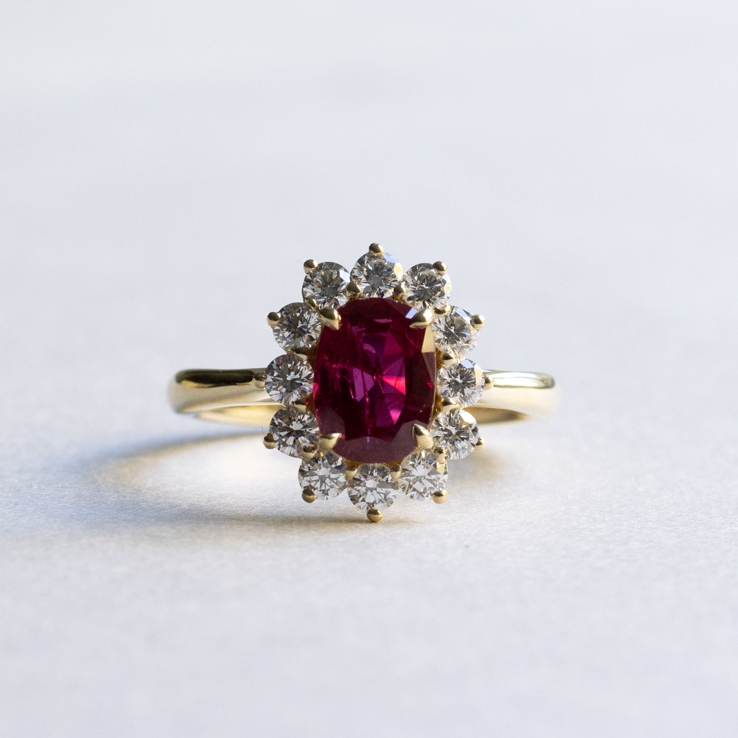 18K 2CT Ruby Diamond Cluster Ring