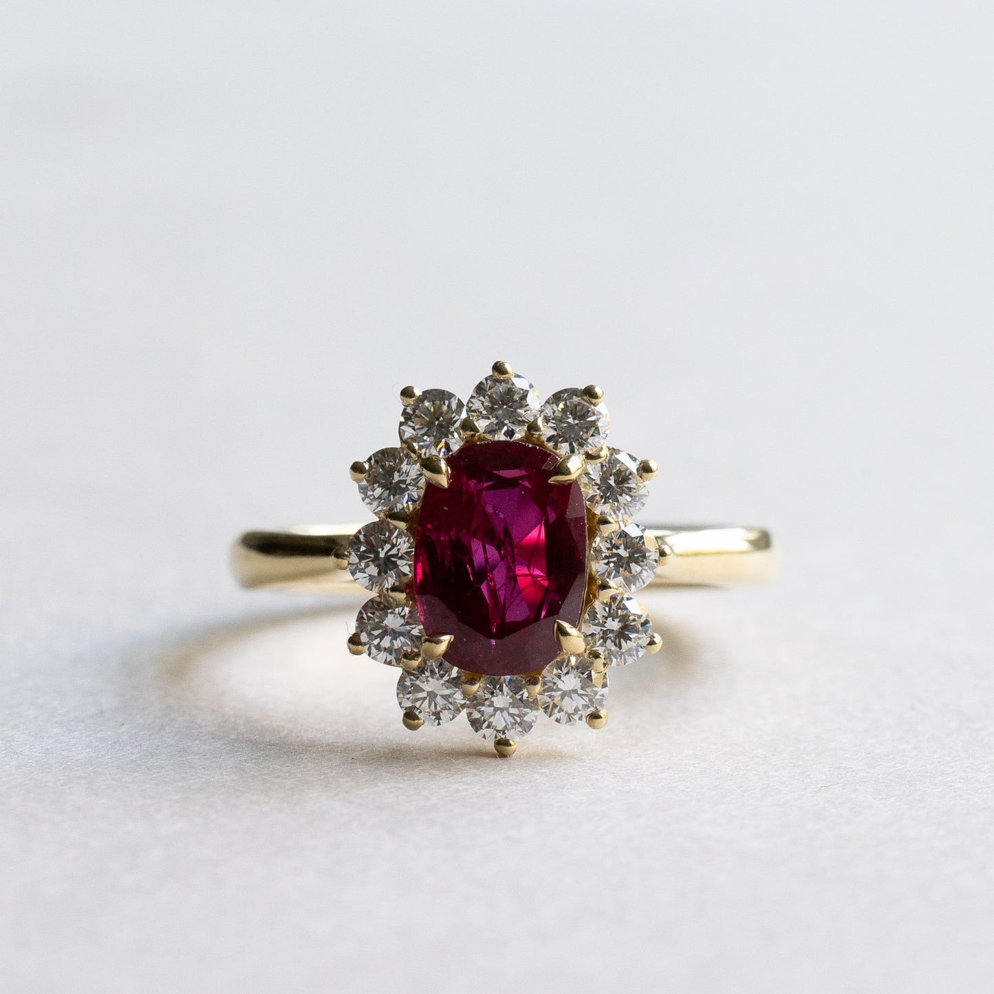 18K 2CT Ruby Diamond Cluster Ring