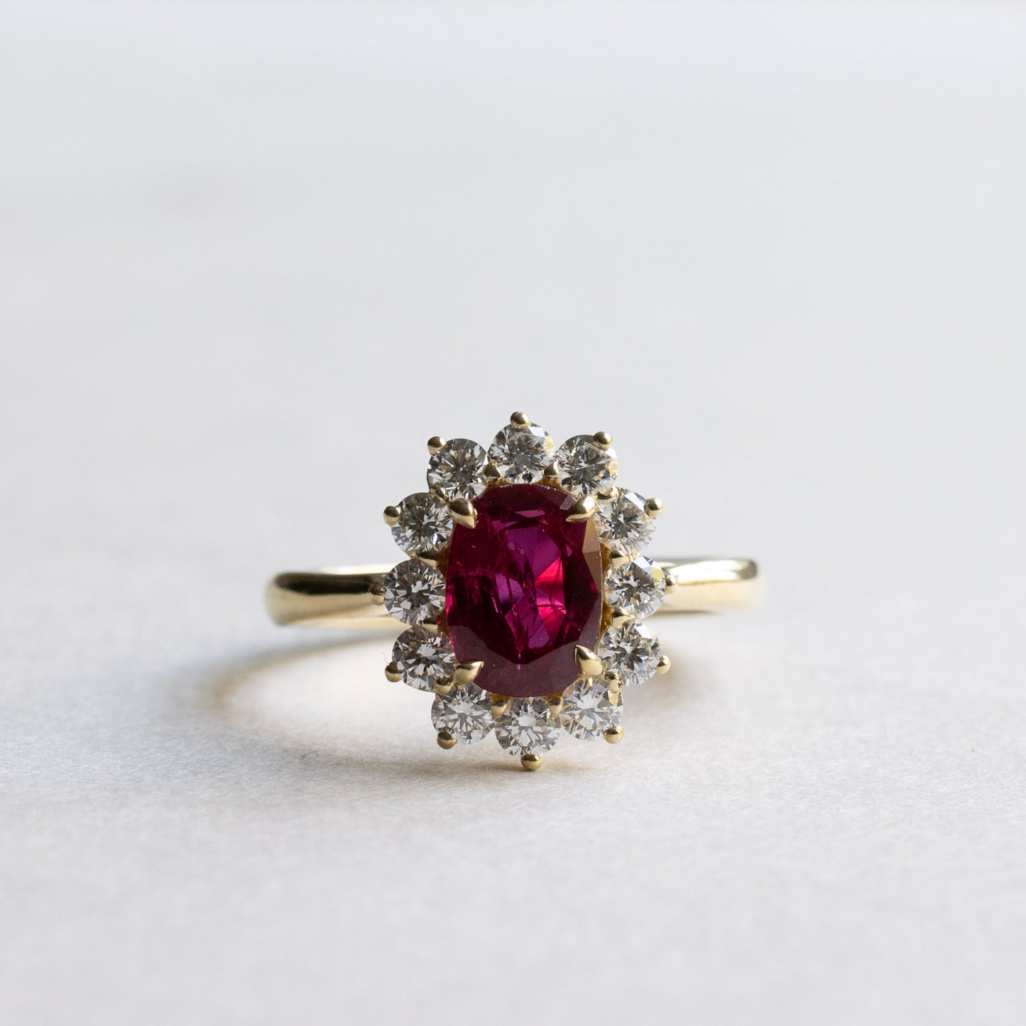 18K 2CT Ruby Diamond Cluster Ring