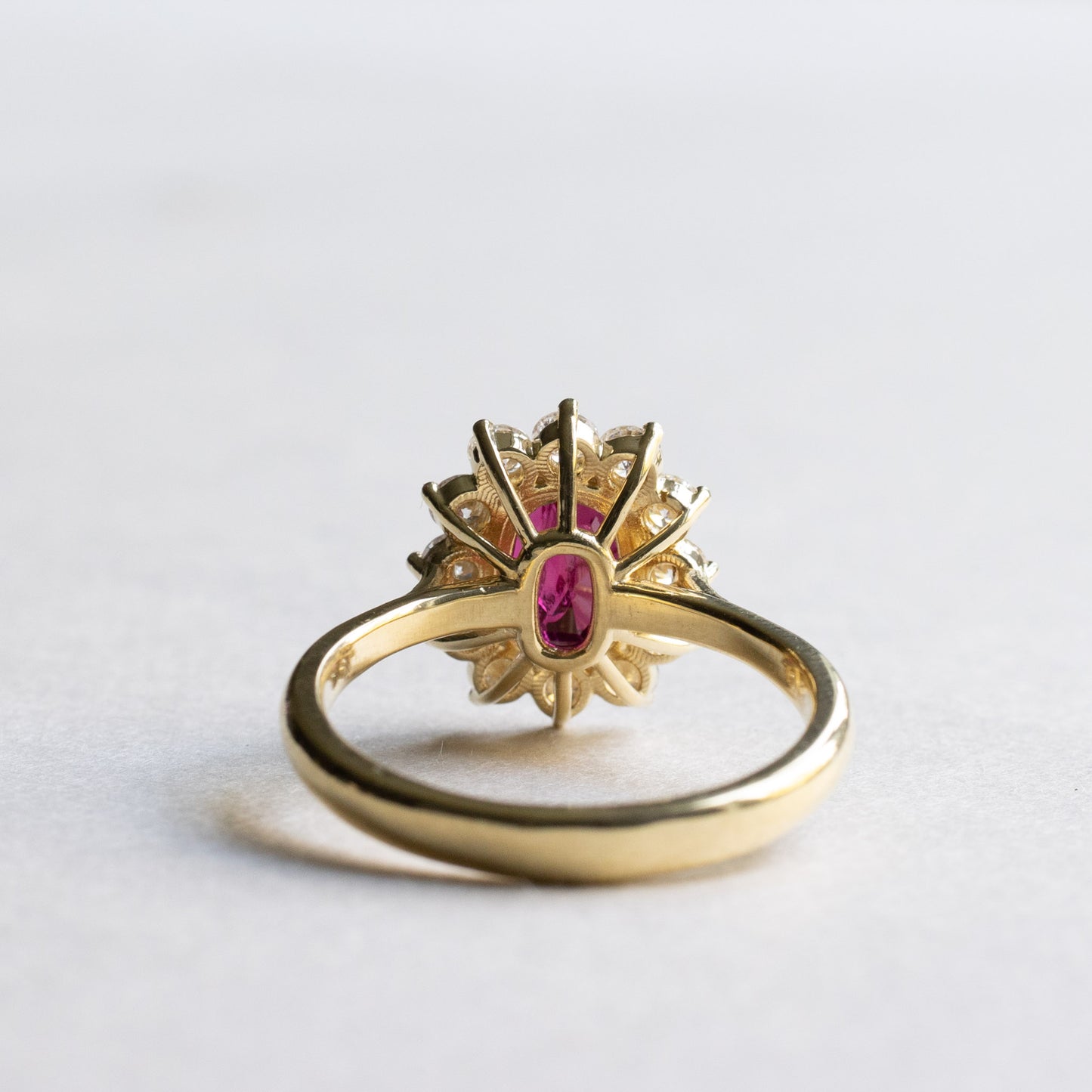 18K 2CT Ruby Diamond Cluster Ring