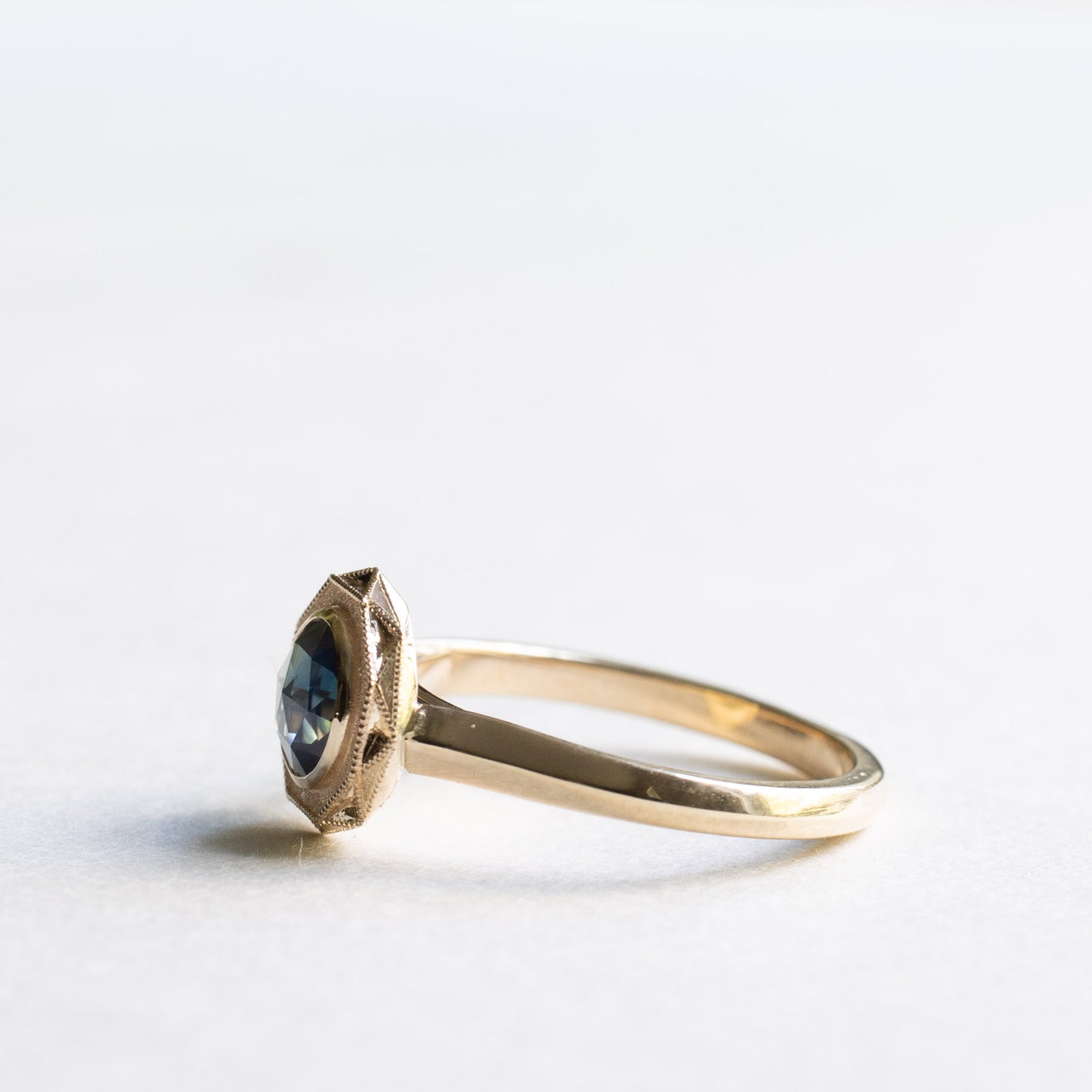 14K Rose Cut Sapphire Ring