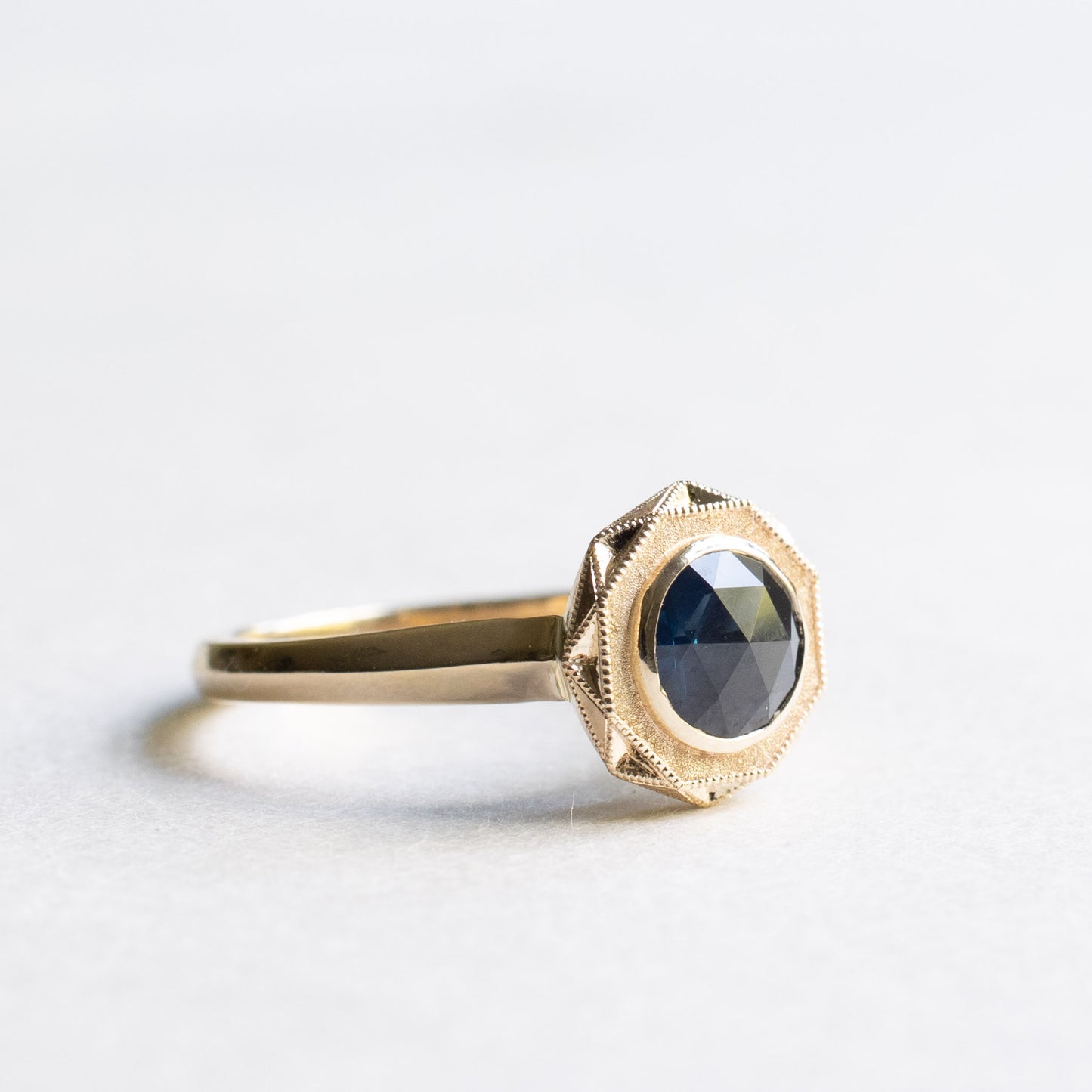 14K Rose Cut Sapphire Ring
