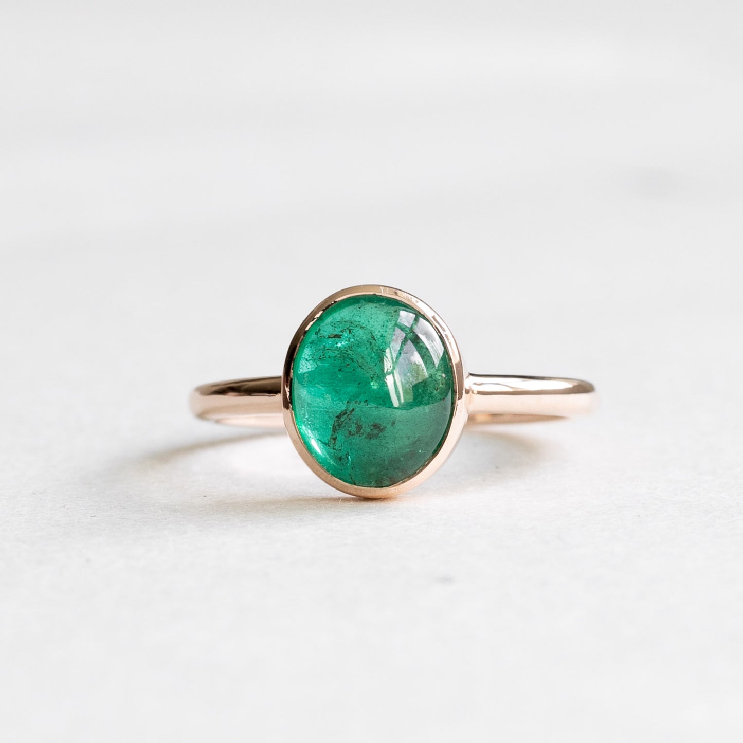 14K Rose Gold 2.7 CT Emerald Oval Ring