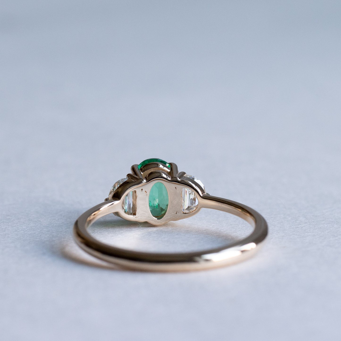 18K Emerald Diamond Trio Ring