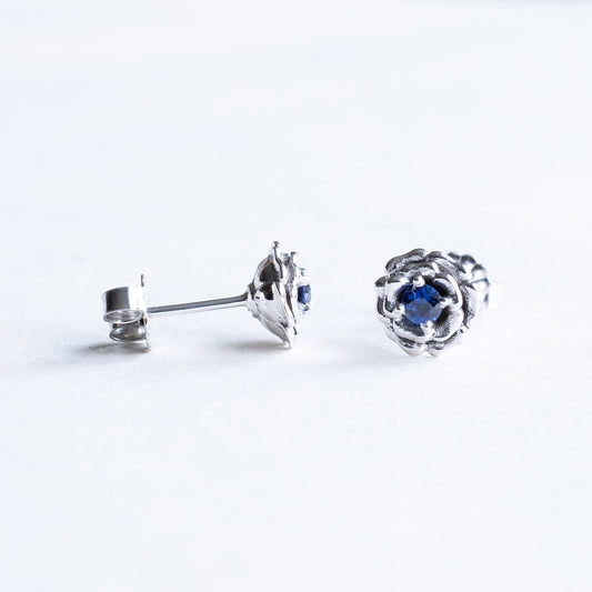 14K Sapphire Rose Studs