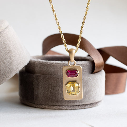 18K Ruby & Sapphire Pendant