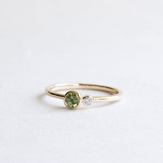 Green Sapphire & Diamond Moi et Toi Ring