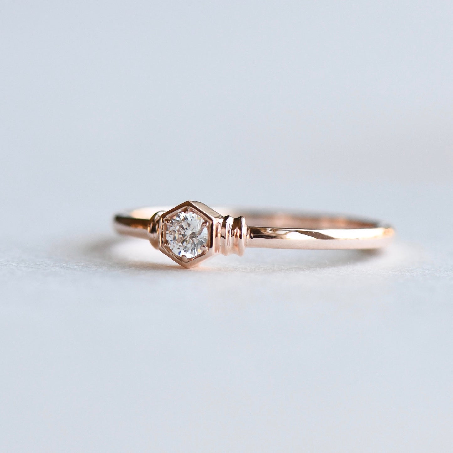 14K Rose Gold Honeycomb Diamond Ring