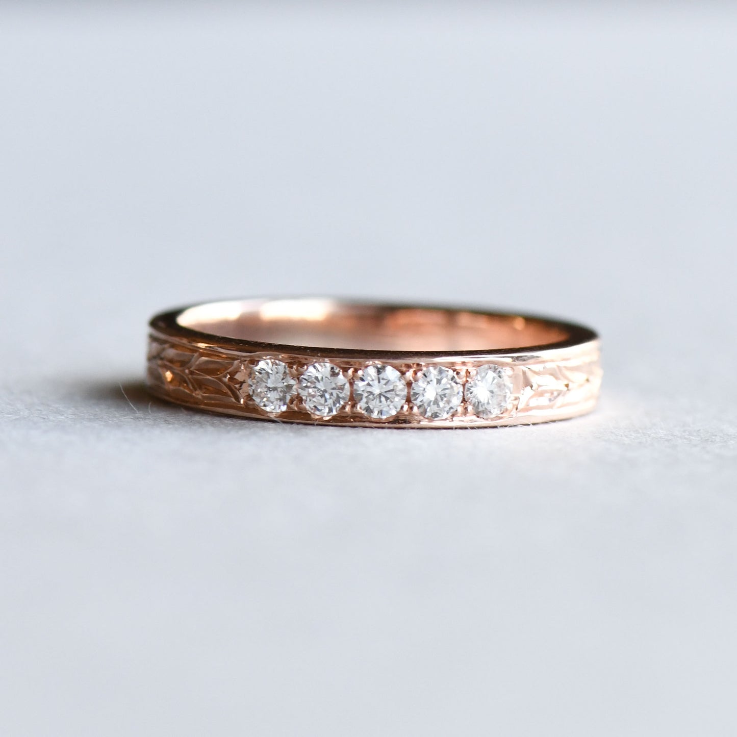 14K Rose Gold Diamond Band