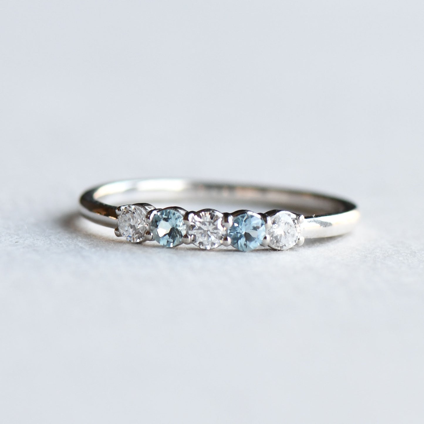 14K Five Stone Aquamarine Ring