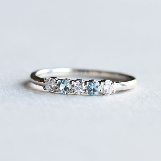 14K Five Stone Aquamarine Ring