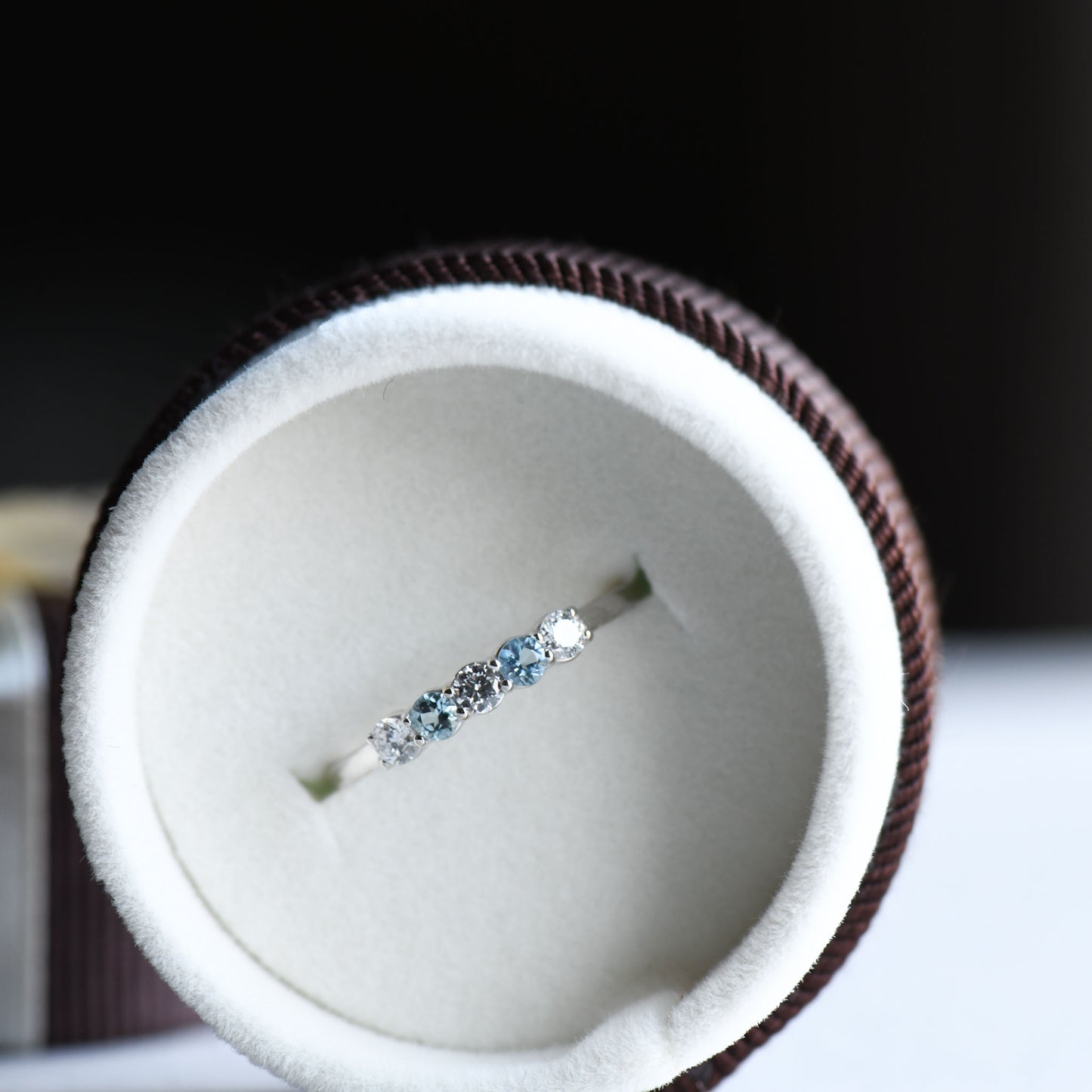 14K Five Stone Aquamarine Ring