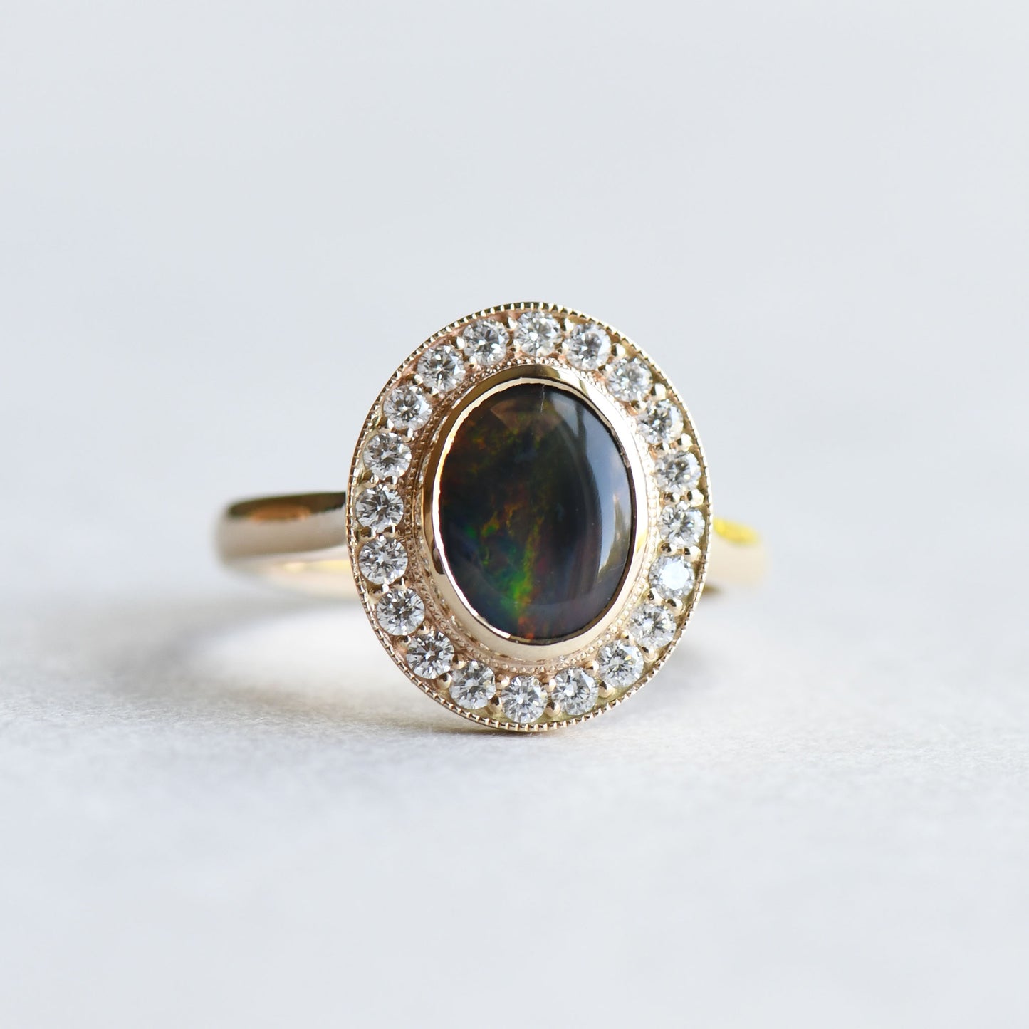 14K Black 1.188 Carat Australian Opal Ring