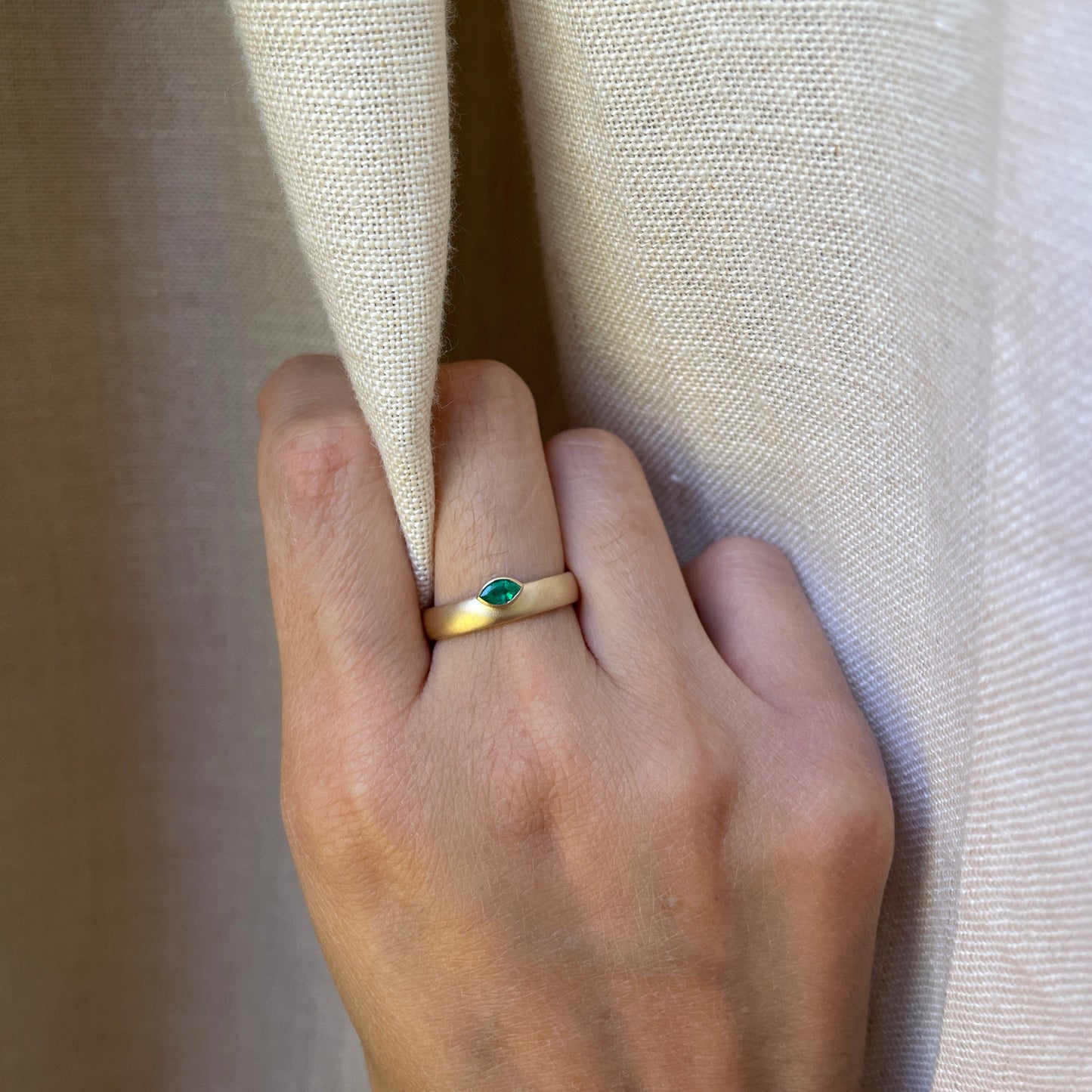 14K Marquise Emerald Band