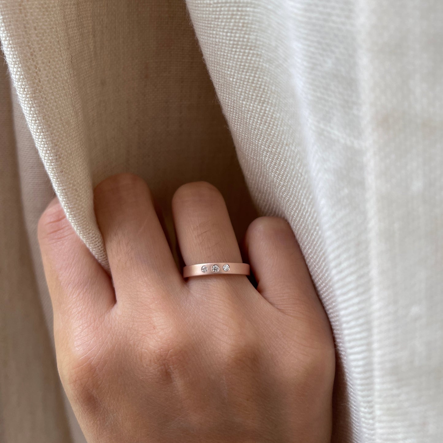 14K Rose Gold Trio Diamond Band