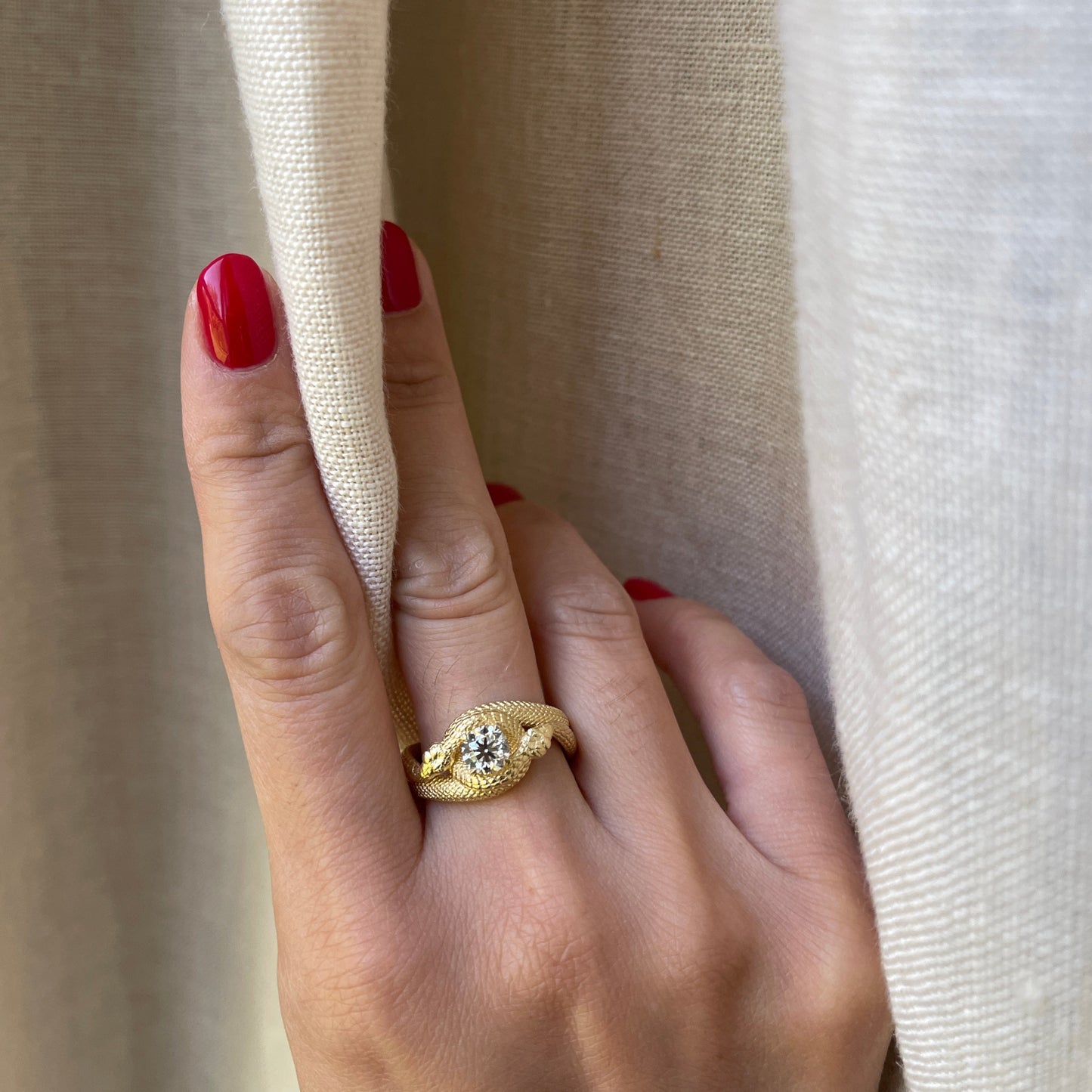 18K Double Serpent Diamond Ring