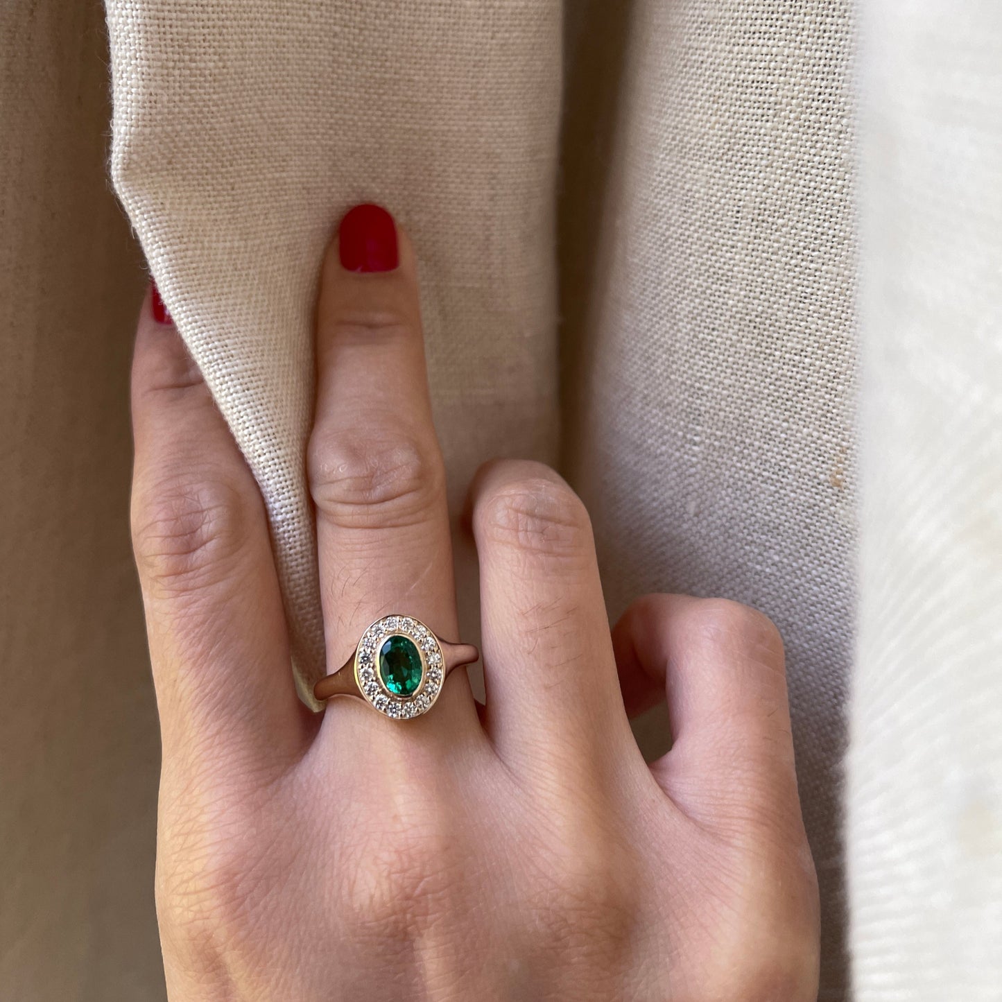 0.825 carat Emerald Signet Ring