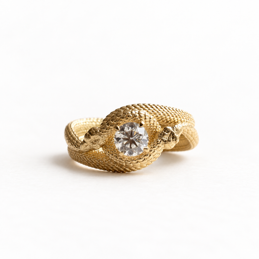 18K Double Serpent GIA 0.5 CT Diamond Ring