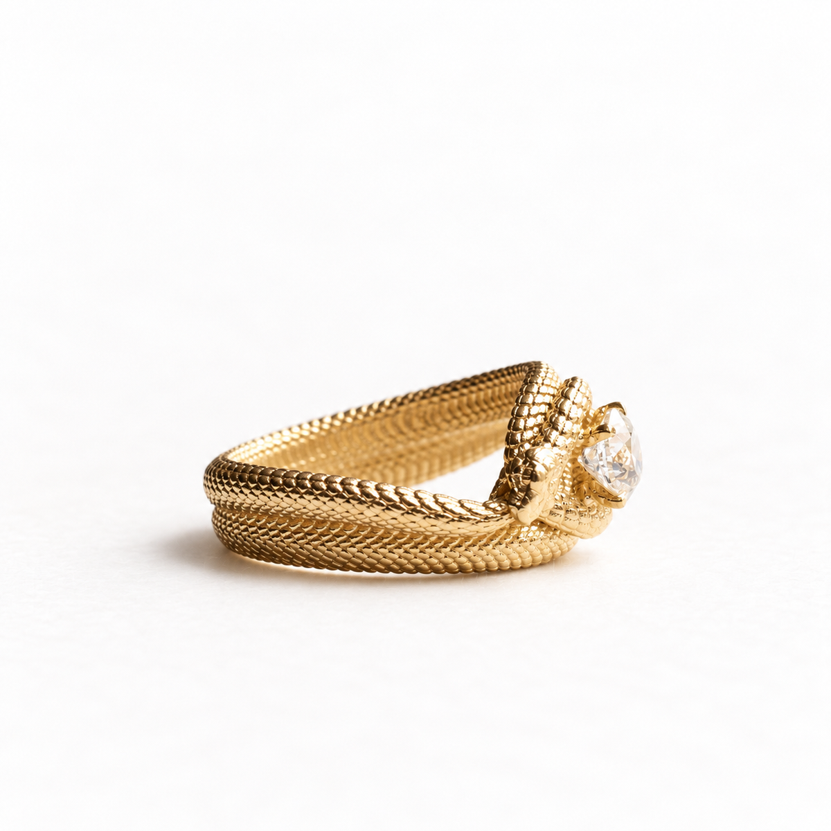 18K Double Serpent GIA 0.5 CT Diamond Ring