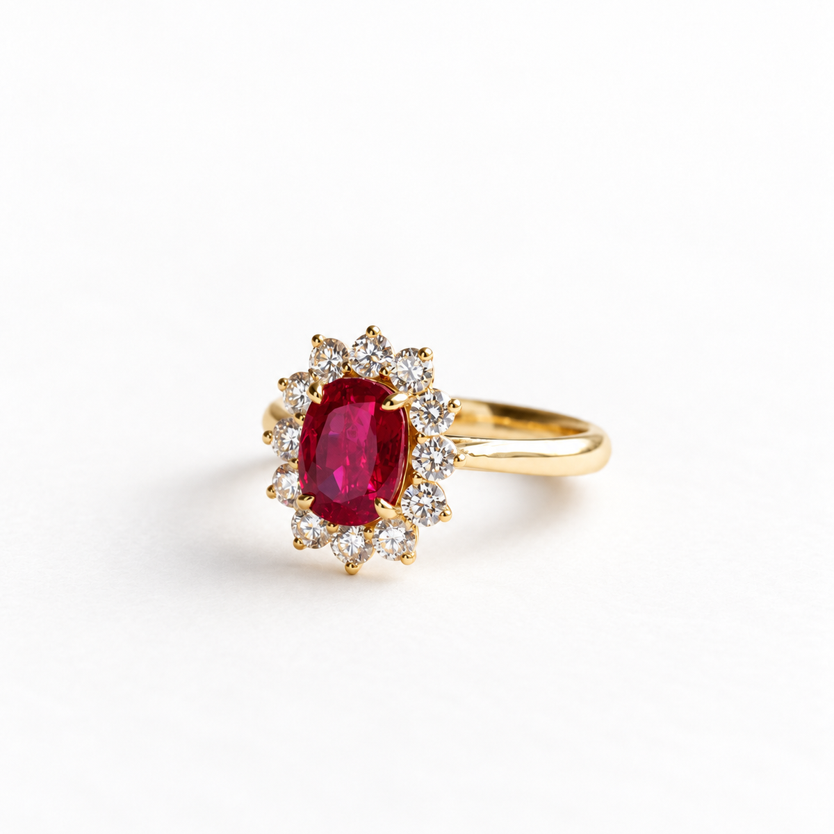18K 2CT Ruby Diamond Cluster Ring