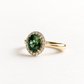 14K 2 CT Green Sapphire Halo Ring