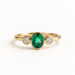 14K Emerald Diamond Three Stone Ring