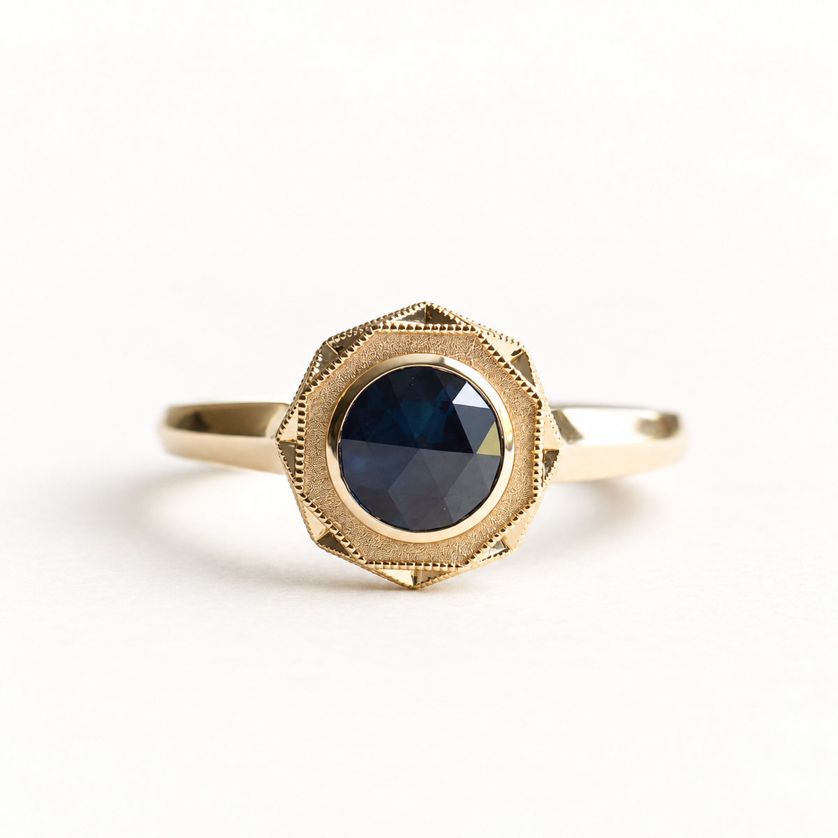 14K Rose Cut Sapphire Ring