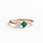 Emerald Diamond Moi et Toi Ring