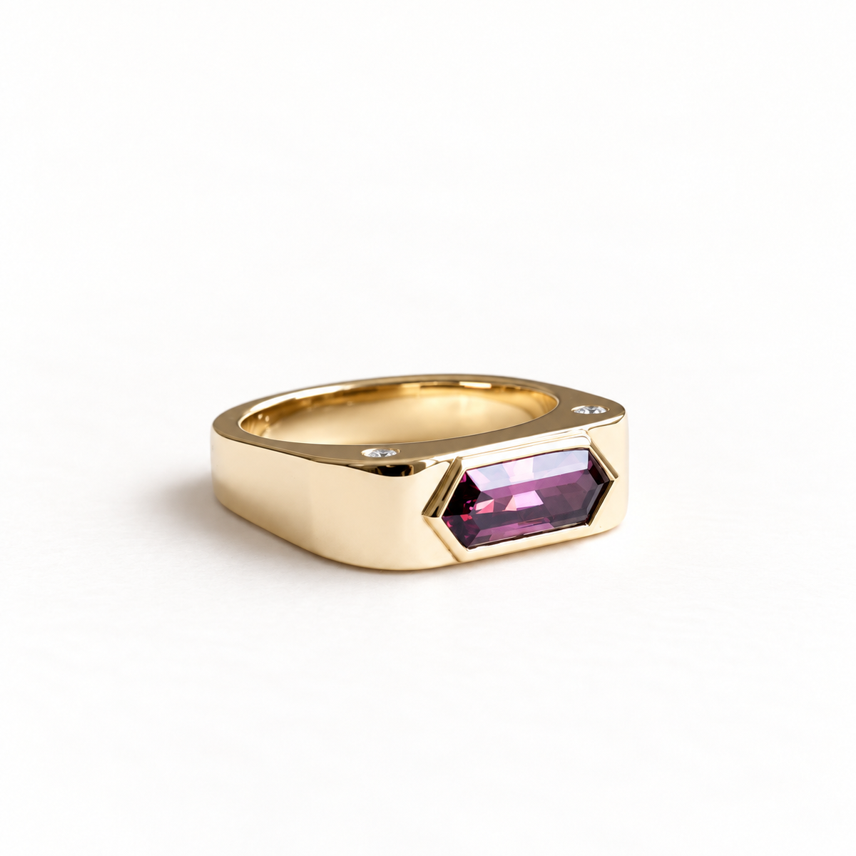 14K Umblaite Garnet Reverse Euro Signet Ring